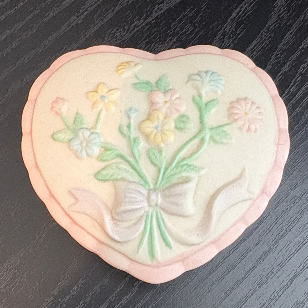 Heart-Shaped Floral Ceramic Trinket Box